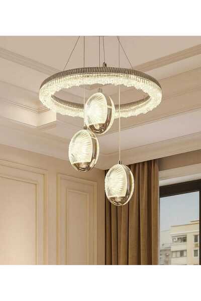 bongomia aydınlatma Poseidon 3'Lü Gümüş Lüx Kristal Görünümlü 3 Kademeli Led ...