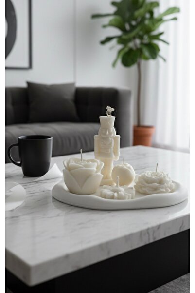 Rubin El Yapımı Dekoratif Mum Seti – Çiçek Figürlü %100 soya wax