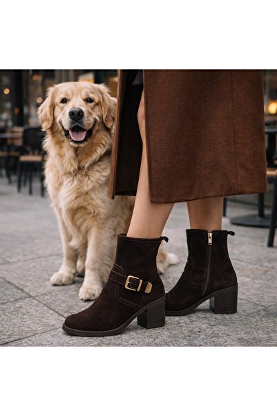 TwoEgoist حذاء نسائي من الجلد الطبيعي من جلد الغزال بكعب 7.5 سم مصنوع يدويًا ...