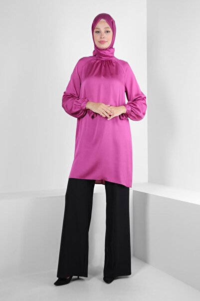 Alvina تونيك من الساتان مع تفاصيل ربط الأصفاد 43526