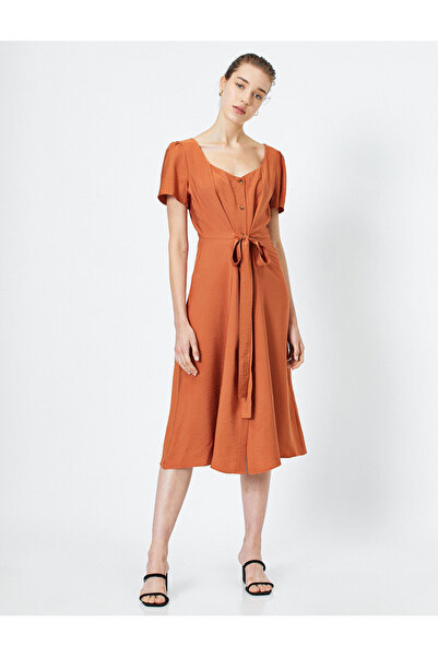 Koton Μίντι Φόρεμα με λεπτομέρεια από φύλλο