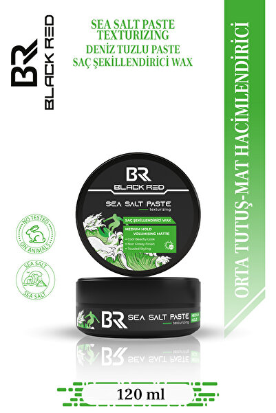 Black Red Wax Saç Şekillendirici Wax Sea Salt Paste Deniz Tuzlu Wax Mat Doğal...