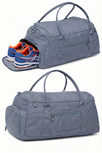 KAFF Gray Crinkle Fabric Shoes Compartment 0818 Waterproof Shoulder Strap Spo...