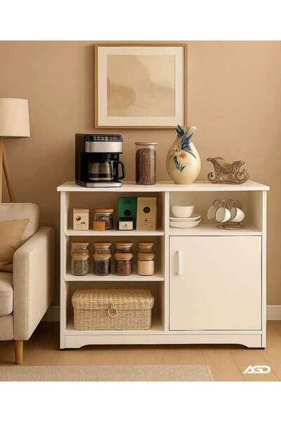 AGD ركن القهوة خزانة قهوة MDF بسعة تخزين كبيرة لغرفة المعيشة أو المكتب