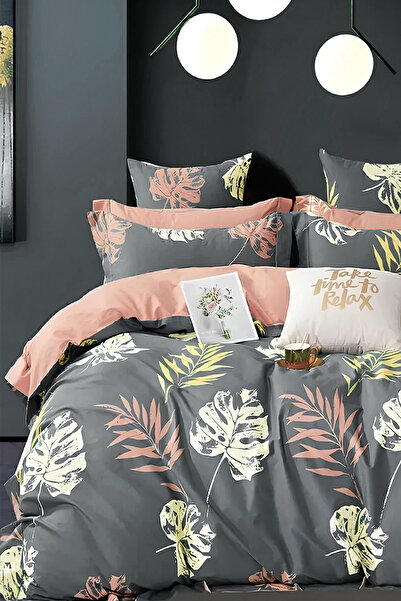 İQON طقم غطاء لحاف ملاءة جاهزة ورقة واحدة رمادي