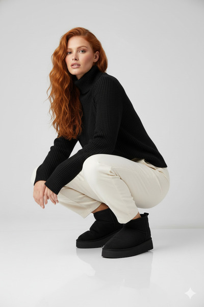 Pierre Cardin حذاء قصير مع فرو من الداخل