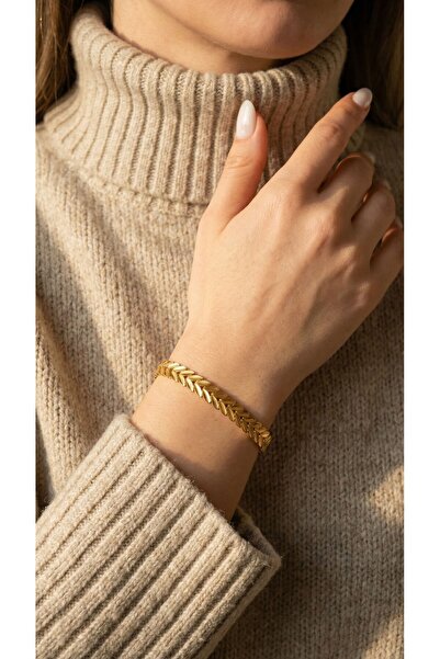 FerizZ Altın Kaplama Başak Model Adana Burması 8 mm Bilezik BLZ-3096