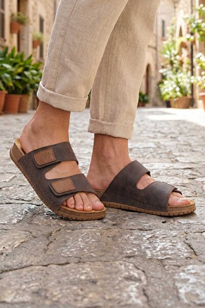 GEZER Мъжки летни дизайнерски двойни велкро регулируеми ежедневни чехли с удо...