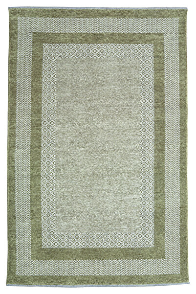 MYHOME HALI Nordi 11543-G Çerçeve Desenli Yıkanabilir Salon Mutfak Yolluk Yeş...