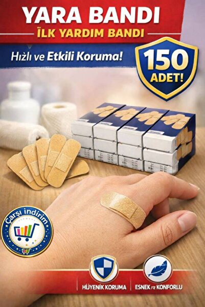 nistabolje 150 Adet Bez Yara Bandı (10'luX15 Paket) Cilt Dostu Pratik Kullanım