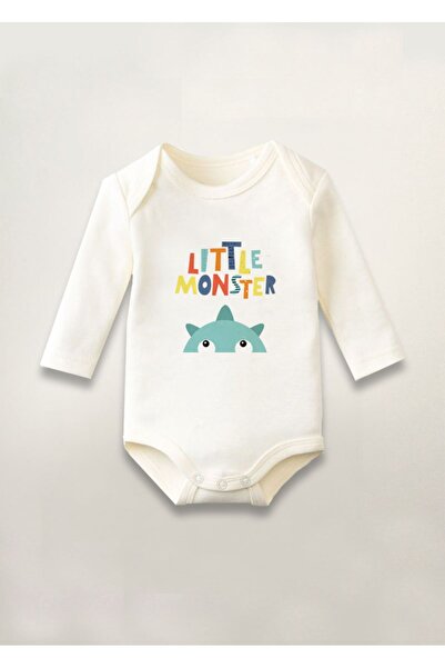 MODA بدلة قطعة واحدة للأطفال بأكمام طويلة من القطن مطبوع عليها وحش