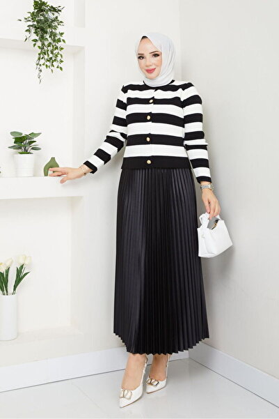 RFK Butik Γυναικείο Σετ Ριγέ Τρικοτόπλεκτο Χιράκι με Φούστα με Λεπτομέρεια με...