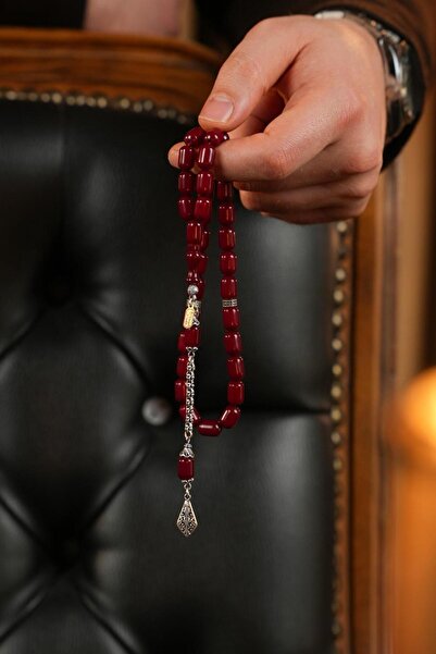 dergah tesbih Osmanlı Modeli Sıkma Kehribar Gümüş Tasarım