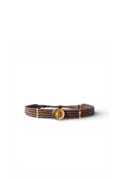 Bensei Takı Dükkanı Bensei̇ Brown Weaving Adjustable Bracelet with Brass Accessories
