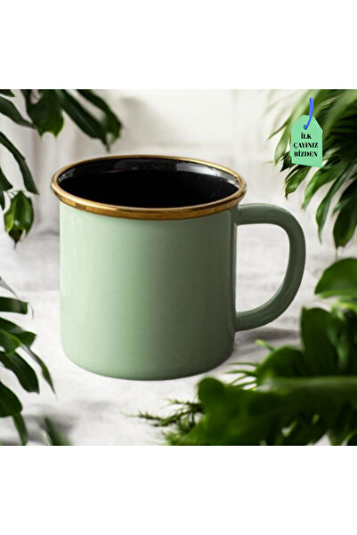 Bonera emaye su yeşili kupa kamp bardak