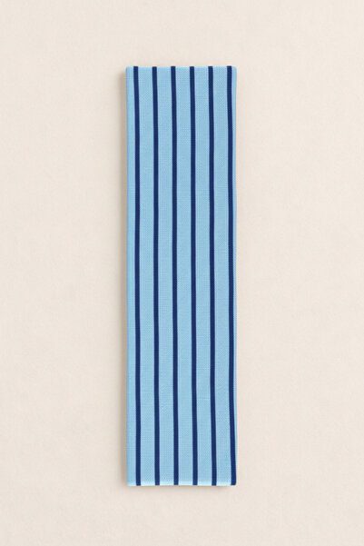 Mrey Bandană din bumbac elastic cu dungi albastre, bandană pentru păr, bandan...