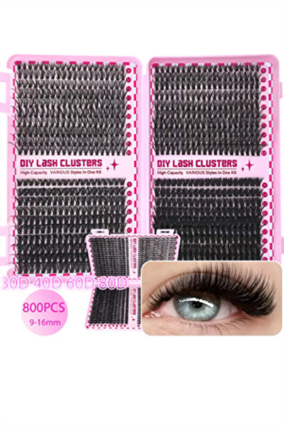 Trade Bazaar 800 Parça Kendin Yap Kirpik Seti – 9–16 mm Küme Kirpikler | Cımb...