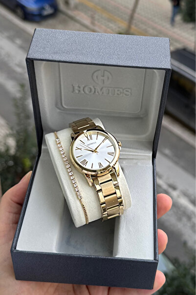 Homies Kadın Kol Saati-bileklik Hediyeli Çelik Kordon Su Gecirmez 2yıl Garant...