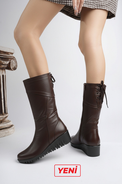 Deripabuc Genuine Leather Brown Women's Leather Boots Trc-1600