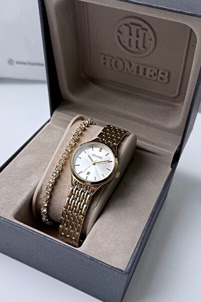Homies Kadın Kol Saati-Rose Renk-Bileklik Hediyeli Çelik Kordon Su Gecirmez 2...