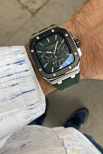 Homies ساعة يد رجالية مستطيلة الشكل مصنوعة من السيليكون تعمل بجميع الوظائف مع...