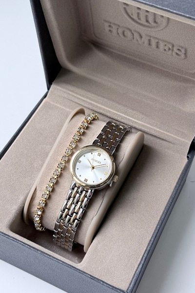 Homies ساعة يد نسائية بعلبة صغيرة وعلبة هدايا أصلية مع سوار هدية. HM2120019198