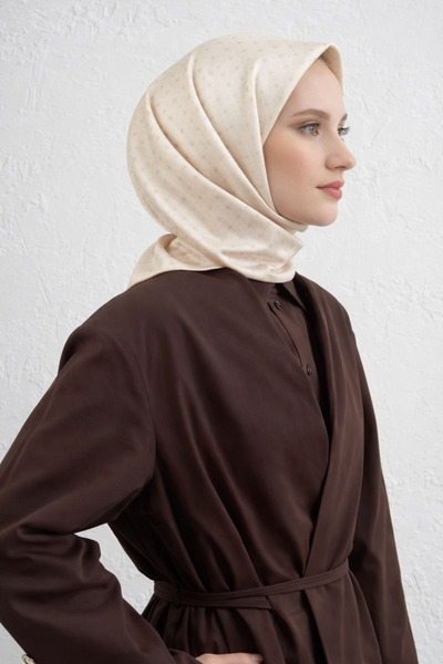 Armine Eșarfă din mătase pură Jacquard Tivil 2003 - 23 Model Monogram Gri