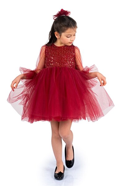 s.t. sebat tekstil Rochie pentru fete cu mâneci din tul cu paiete și fustă tutu