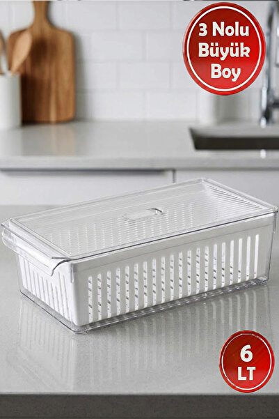 EFFE HOME Büyük Boy Süzgeçli Buzdolabı Saklama ve Düzenleme Kabı 4,75 LT