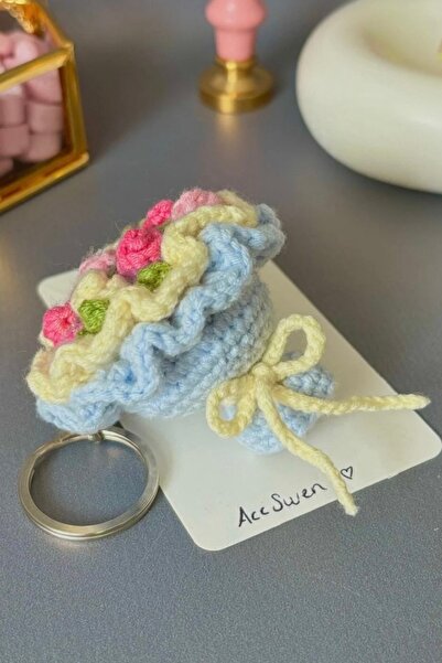 acc swen Μίνι πλεκτό μπρελόκ με μπλε τριαντάφυλλα (1 τεμάχιο)