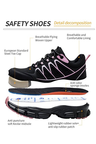 OEM Pantofi de protectie DEA, negru-mov, bombeu metalic