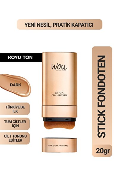 WOU World of Unique Stick Fondöten, Fırçalı Pratik Kapatıcı, 2 in 1, 20 gr, K...