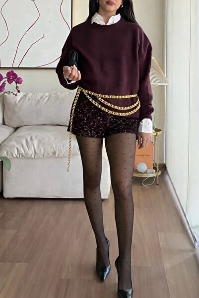 Maiden design Gold Renk Inci Detaylı Zincir Kemer