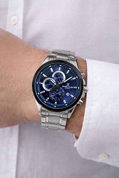 Daniel Klein ساعة يد رجالية من الفولاذ - ساعة توقيت نشطة وسوار تقويم
