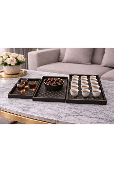Generic طقم صواني فخم 3 قطع – تصميم راقي للمجالس والضيوف