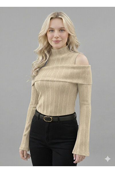 Moda Lounge Produs nou pentru femei, bej, cu guler Modanna, cu mâneci spaniol...