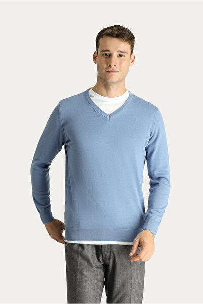 Kiğılı V-Neck Regular Fit Cotton Knitwear Sweater