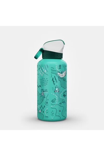 Decathlon Çocuk Pipetli Alüminyum Matara - 0,6 L - Pratik Kapak - Mor - 500