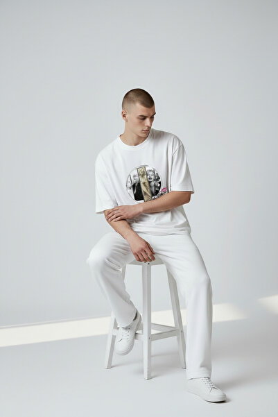 niceworkbynicehands تي شيرت أبيض مطبوع بتصميم خاص من مارلين مونرو