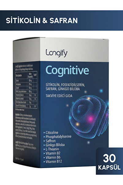 Longify Cognitive Sitikolin, Fosfatidilserin, Safran, Ginkgo Biloba, L-Teanin...