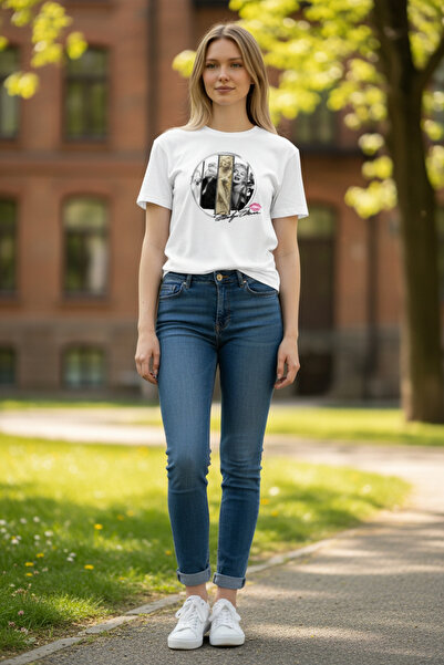 niceworkbynicehands تي شيرت أبيض مطبوع بتصميم خاص من مارلين مونرو