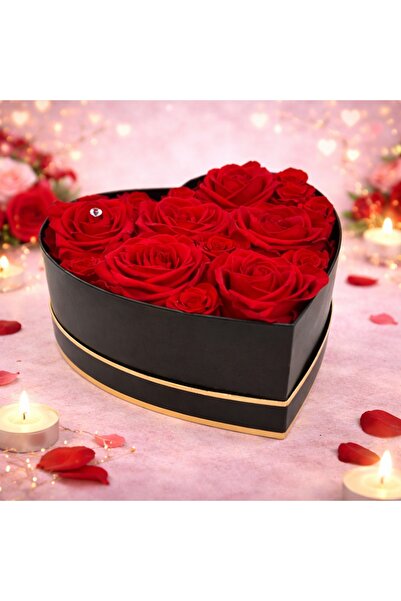 velve Aranjament floral Glame in forma de inima, cu 15 trandafiri criogenati,...