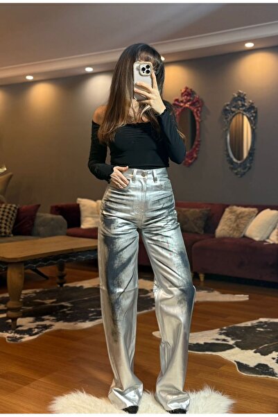 MODAGK Metallic Shiny Denim Palazzo