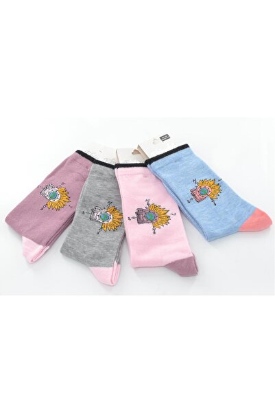 Ekinoks Pachet de 4 șosete pentru fete cu model Paula Camera