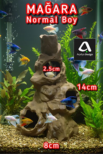 açelya3d Akvaryum Süsü Mağara Dekor Kaya Oyuk Dekoru Balık Saklanma Alanı 14x...