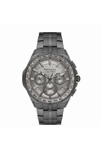Ferrucci Men's Wristwatch Black Dial Dual Color Steel Band Active Functions