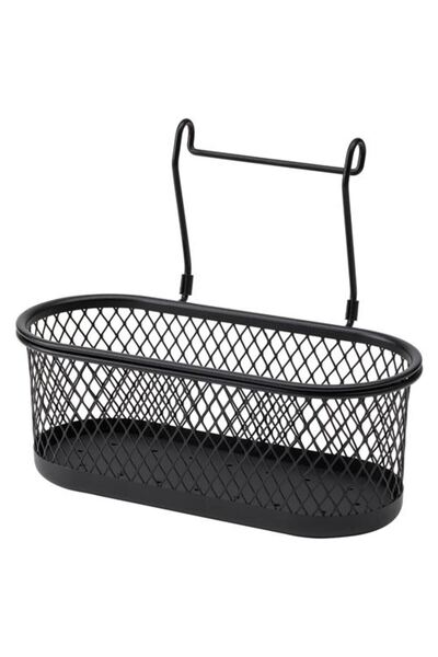 IKEA رف توابل معلق من ميريديان دوكان مقاس 31×16 سم، أسود، حامل توابل من الفولاذ