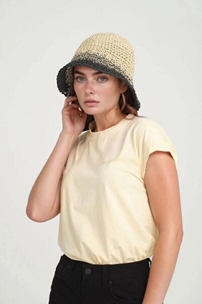 keisy قبعة دلو من القش الفاخر محبوكة يدويًا