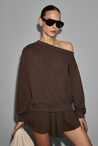 GRIMELANGE PUNNUET Kadın Organik Pamuklu Kayık Yaka Beli Lastikli Çift Cepli ...