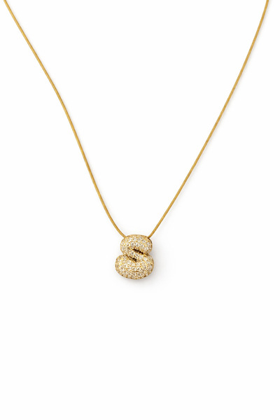 FASHION BALON HARF KOLYE ÖELİK KOLYE TAŞLI